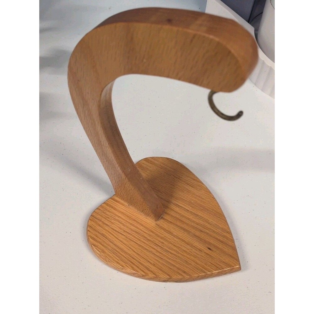 Oak Wood Heart Shaped Base Banana Tree Holder with‎ Hook 11" tall, 7' base
